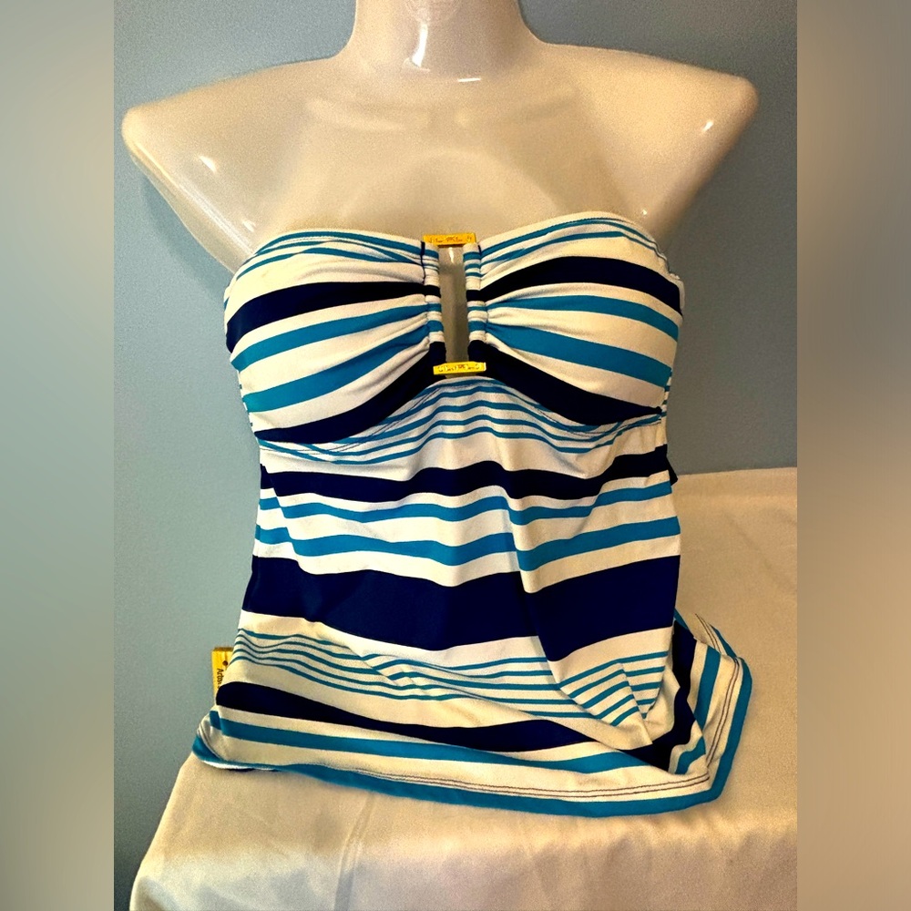 NWT Lauren by Ralph Lauren Hardware Striped Strapless Tankini Top SIZE 6